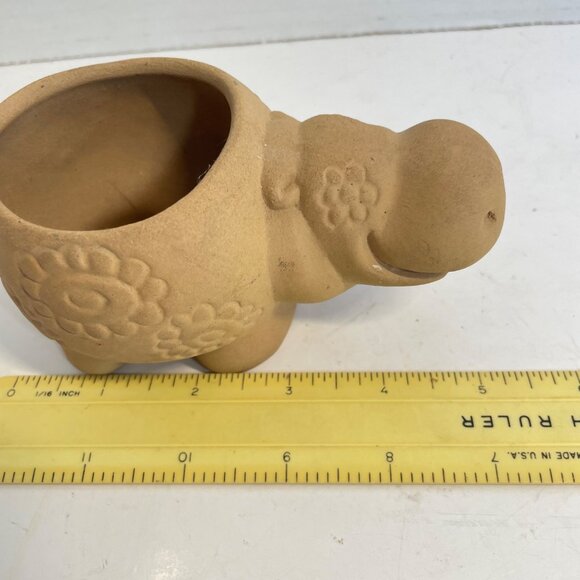 Vintage Ceramic Hippy Hippo Planter with Floral Embossed Design - Picture 11 of 13